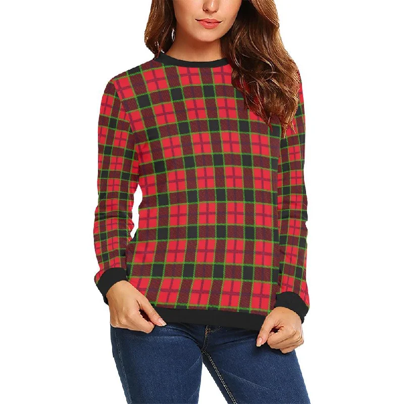 Red Plaid Scottish Royal Stewart Tartan Women Crewneck Sweatshirt Minimalist sweaters