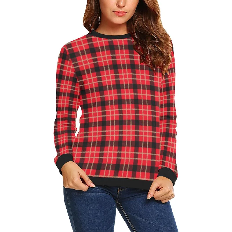 Royal Stewart Tartan Red Plaid Scottish Women Crewneck Sweatshirt Warm sweaters