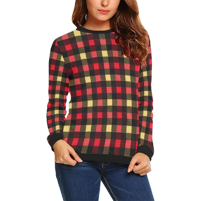 Scottish Tartan Red Yellow Plaid Women Crewneck Sweatshirt Knitted sweaters