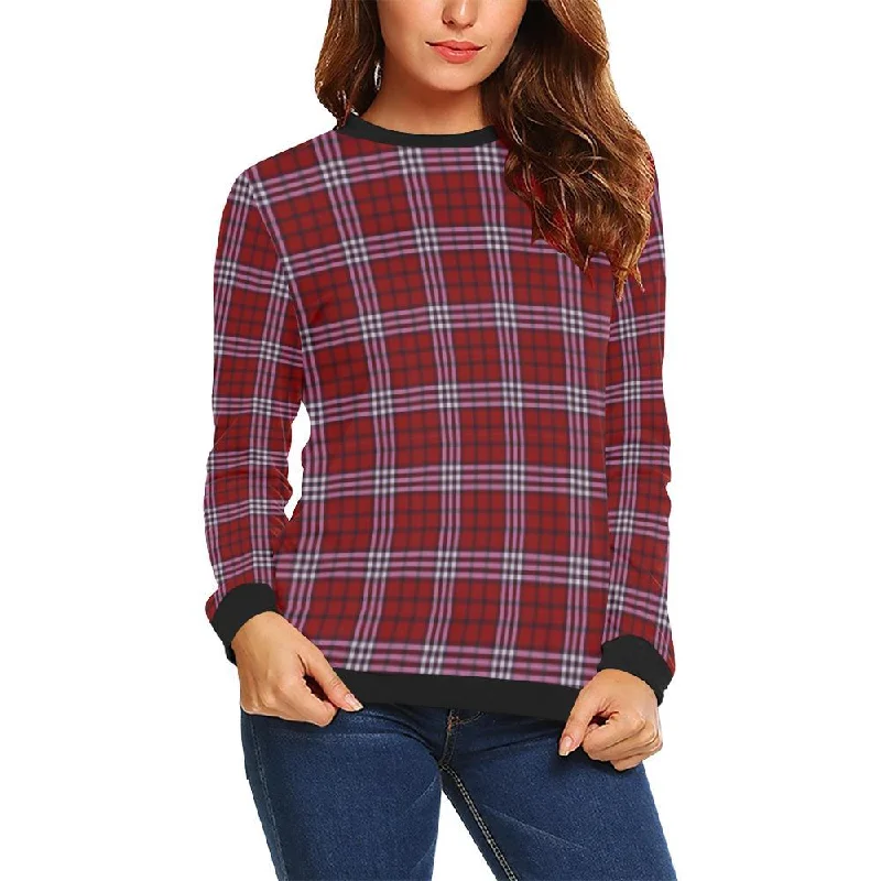 Scottish Tartan Royal Stewart Red Plaids Women Crewneck Sweatshirt Breathable sweaters