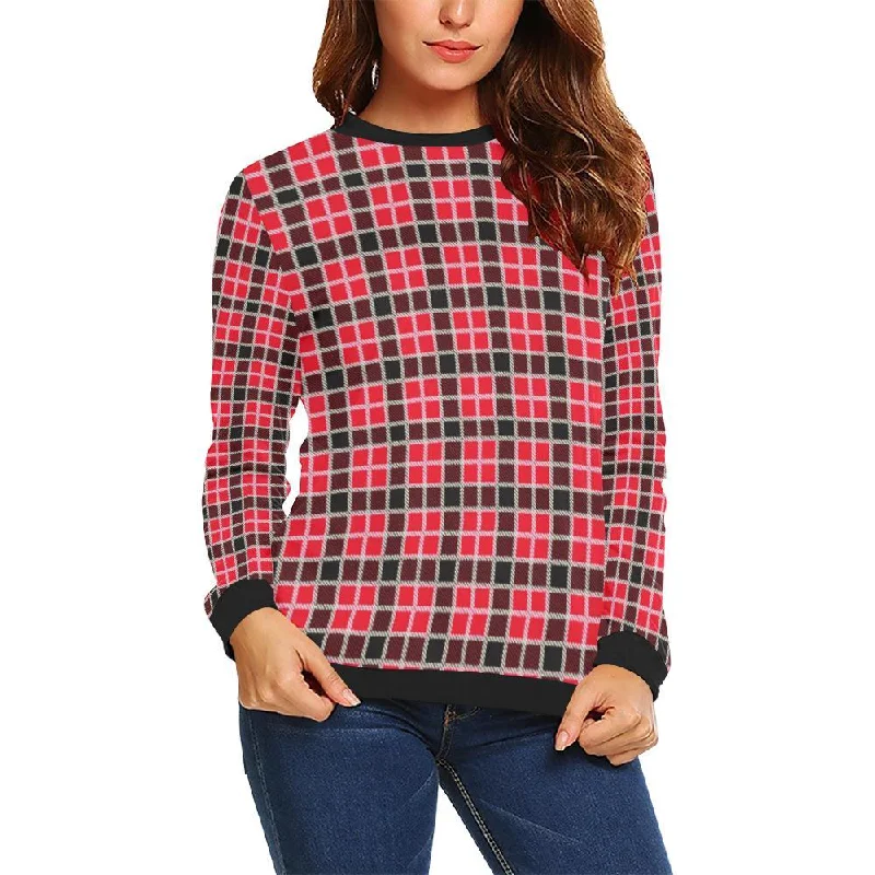 Tartan Red Plaid Scottish Royal Stewart Women Crewneck Sweatshirt Crewneck sweaters