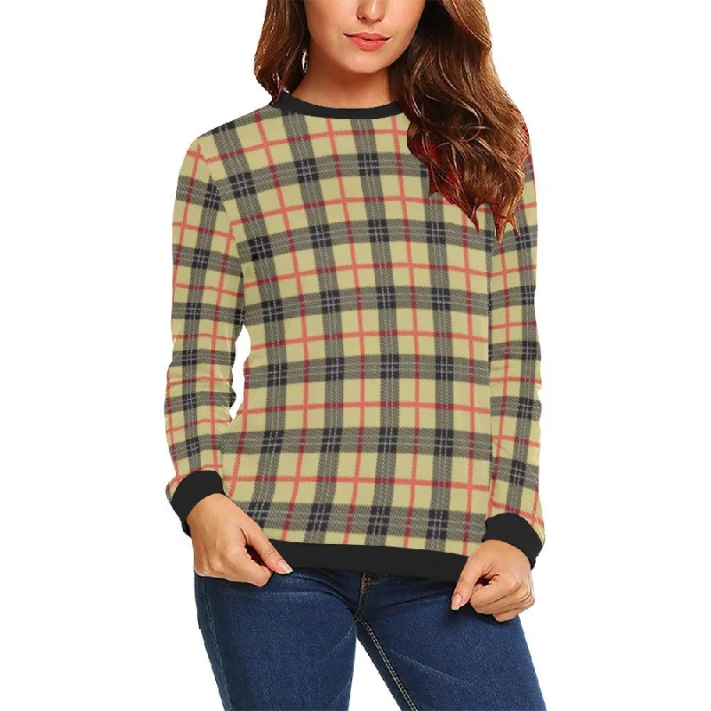 Tartan Scottish Beige Plaids Women Crewneck Sweatshirt Columbia sweaters