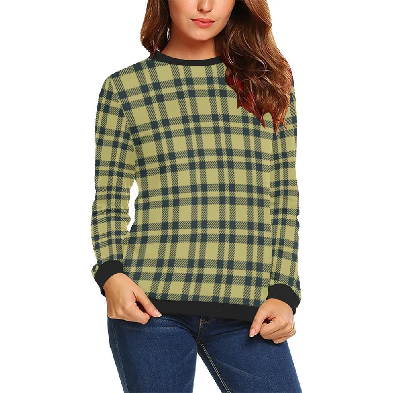 Tartan Scottish Gold Plaid Women Crewneck Sweatshirt Best sweaters for fall