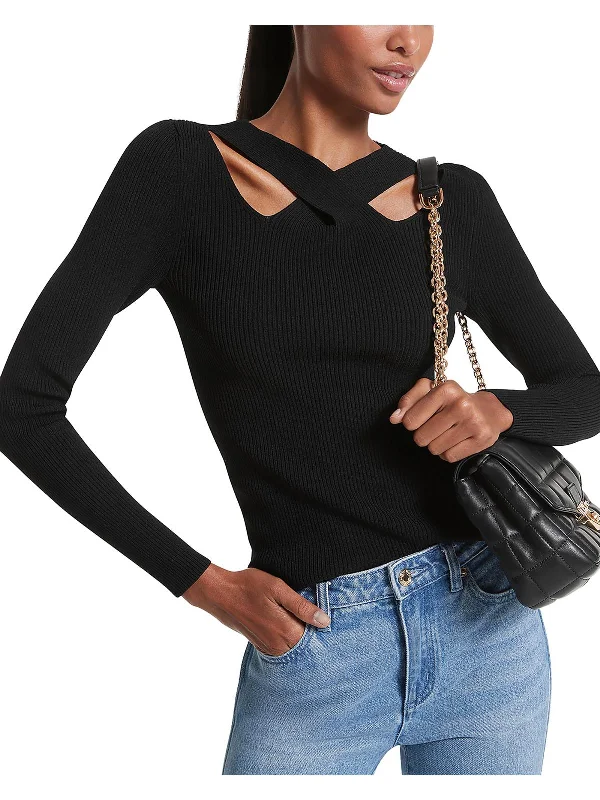 Womens Cutout Zipper Pullover Sweater Party sweaters