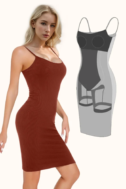 Built-In Shapewear Scoop Neck Sleeveless Dress Festival mini dresses