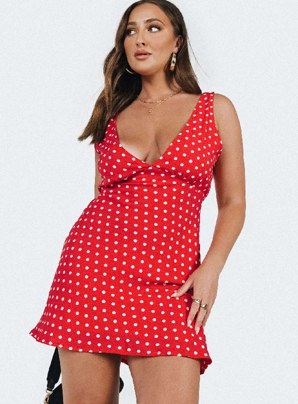 Nellie Mini Dress Red Polka Dot Best mini dresses for elegant looks