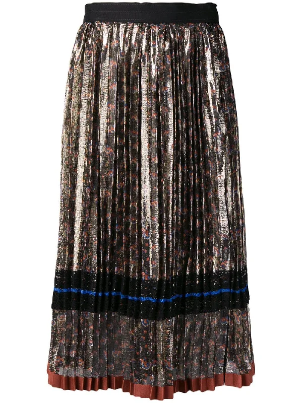 daisy print pleated skirt Fall unclassified skirts