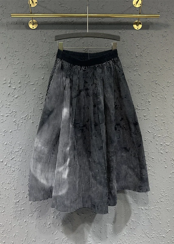 Casual Colorblock Wrinkled Pockets Patchwork Cotton A Line Skirts Fall Elegant evening unclassified skirts