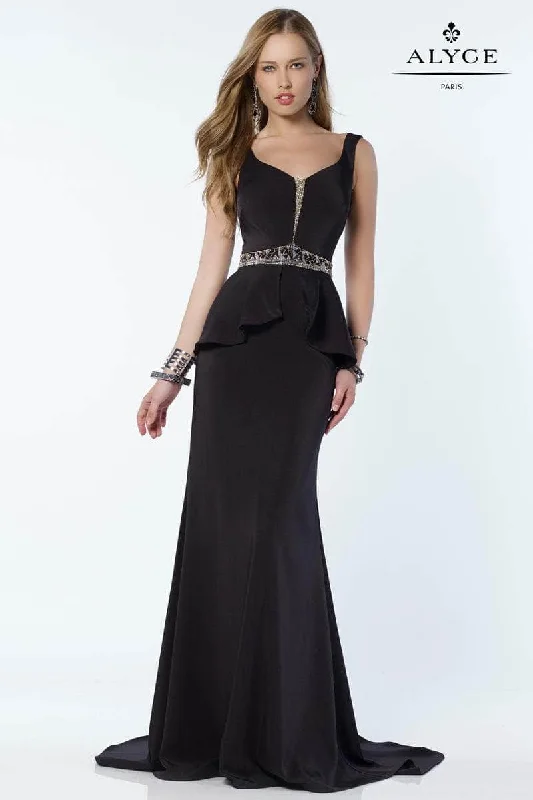 Alyce Paris 2613 - Plunging Beaded Waist Evening Dress Gothic party dresses