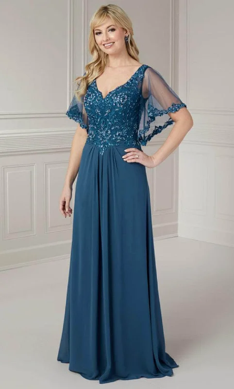 Christina Wu Elegance 17128 - Illusion Sleeve A-Line Evening Gown Plus size party dresses