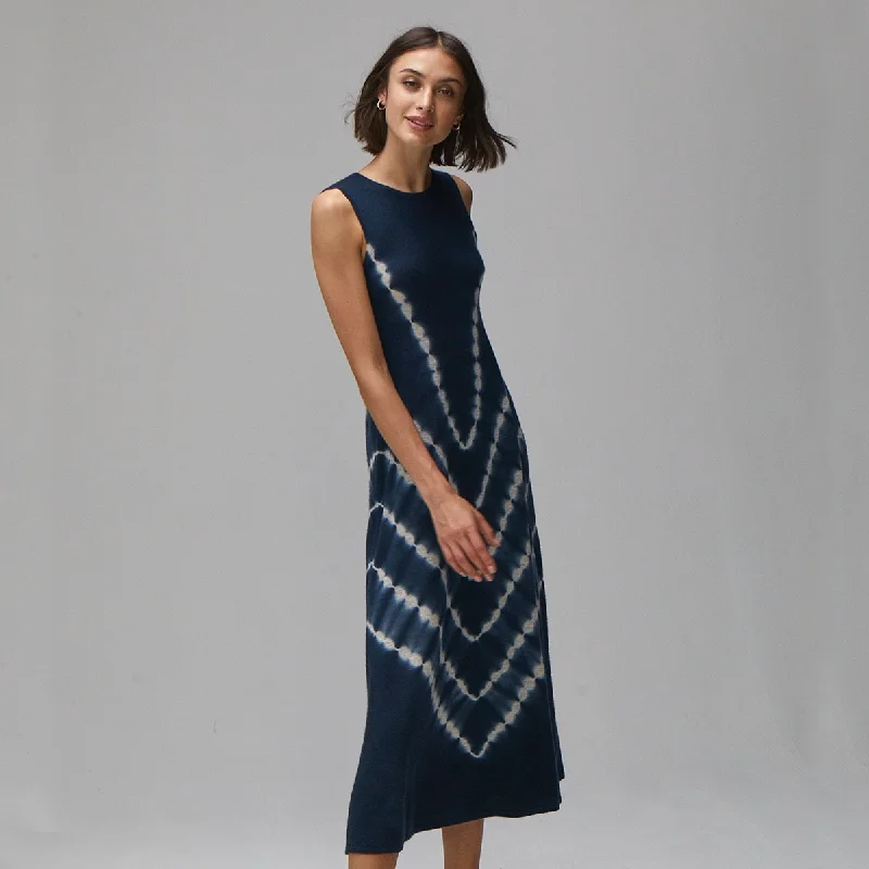 Tie Dye Maxi Dress in Navy Smocked maxi dresses