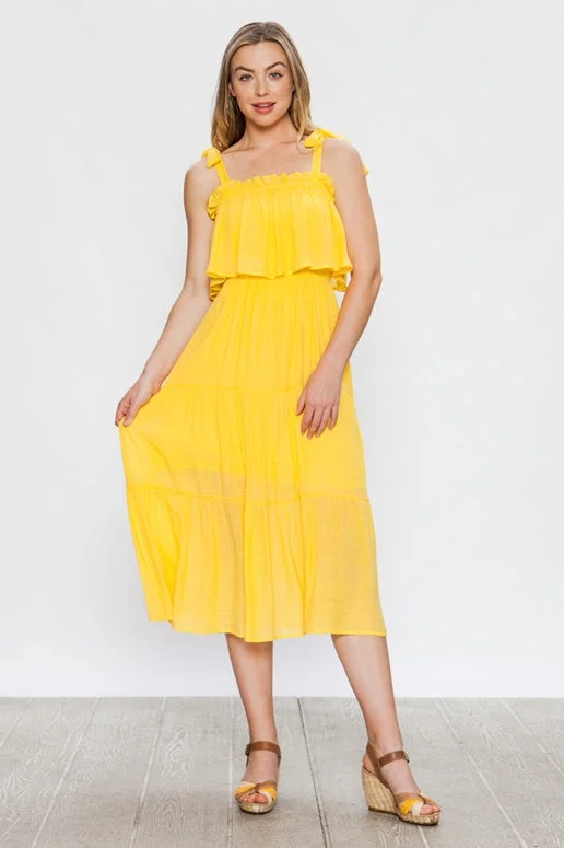 Flying Tomato Yellow Midi Dress Wrap midi dresses