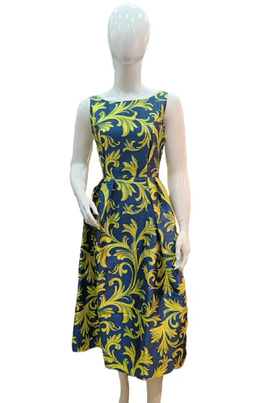 Satin Printed Dress Retro floral dresses