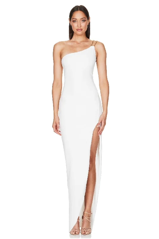 Nookie Estella One Shoulder Gown - White Earthy tone unclassified dresses