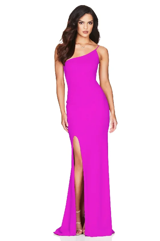 Nookie Jasmine One Shoulder Gown - Electric Pink Knitted unclassified dresses