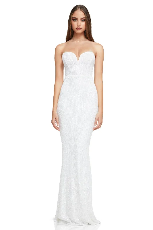 Nookie Lumiere Gown - White Velvet unclassified dresses