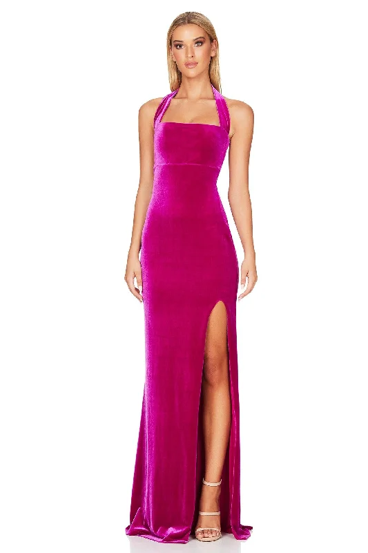 Nookie Vera Velvet Gown - Fuchsia Bold pattern unclassified dresses