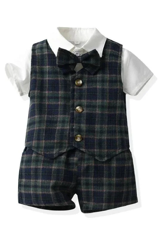 Baby Boys Casual Clothes Sets Infant Boy Short Sleeve Bowtie Gentleman Clothing Set Basic Mini Skirt