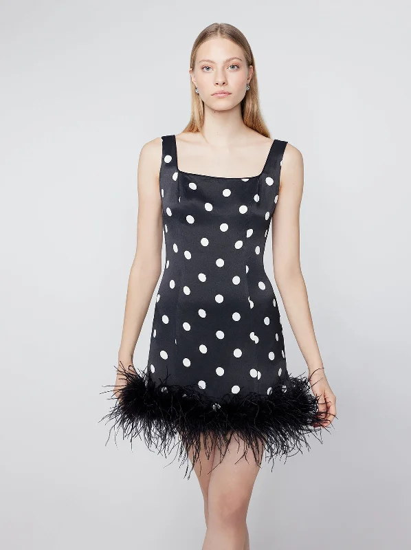 Edina Black Polka Dot Mini Dress Soft Mini Skirt