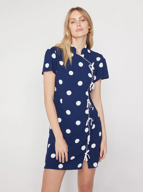 Harlow Navy Polka Dot Mini Dress Mini Skirt Chic