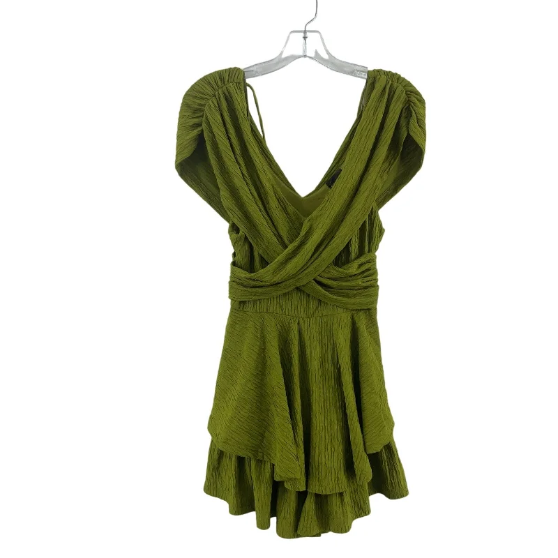 LC Green Crepe Ruched Mini Dress Women’s Size Medium Polyester Blend - Preowned Mini Skirt Party