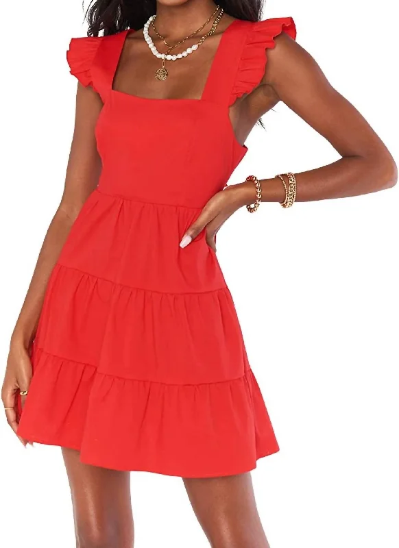 Lovely Mini Dress in Cherry Poplin Retro Mini Skirt