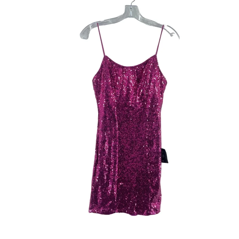 Lulus Fuchsia Sequined Spaghetti Strap Short Mini Dress Women’s Size Small NWT Soft Leather Skirt