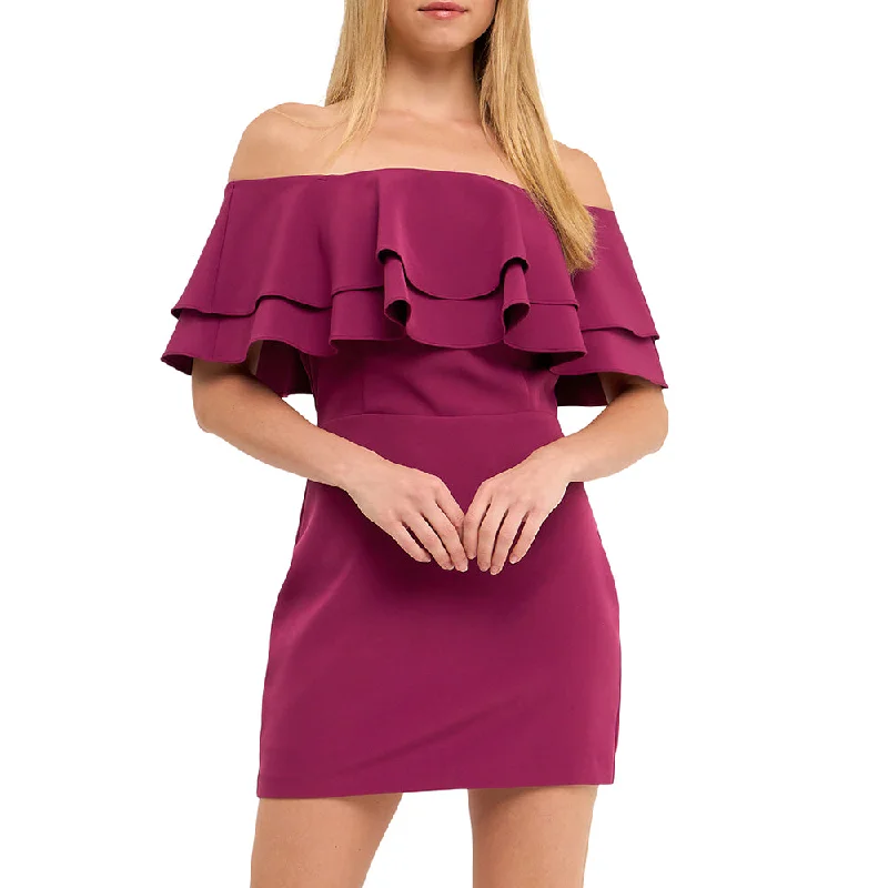 Ruffled Off Shoulder Mini Dress Boho Chic Mini Skirt