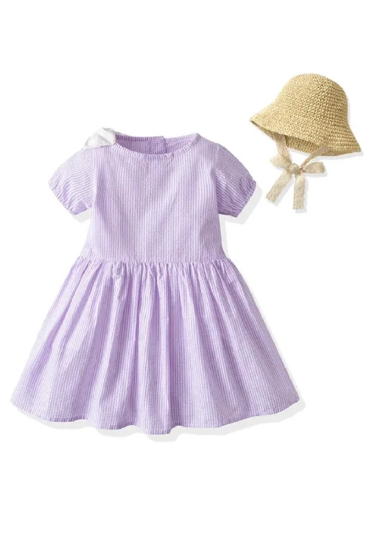 Toddler Girl Dresses Summer Children Short Sleeve Girls Dress Little Girls Clothes with Hat Chic Denim Skirt