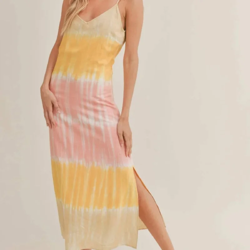 Free Spirit Tie Dye Maxi Dress In Pink Multi Trendy Maxi Skirt