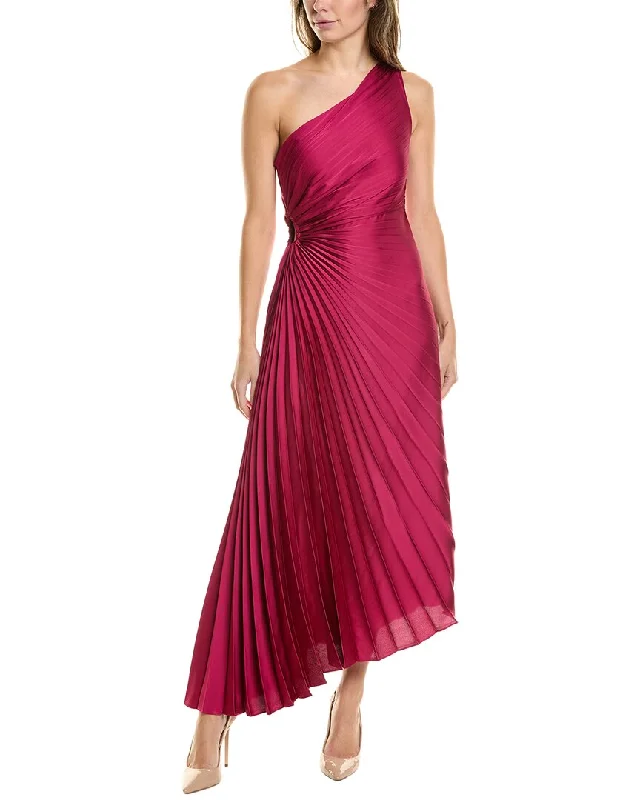 Nicole Miller Pleated One-Shoulder Maxi Dress Wrap Maxi Skirt