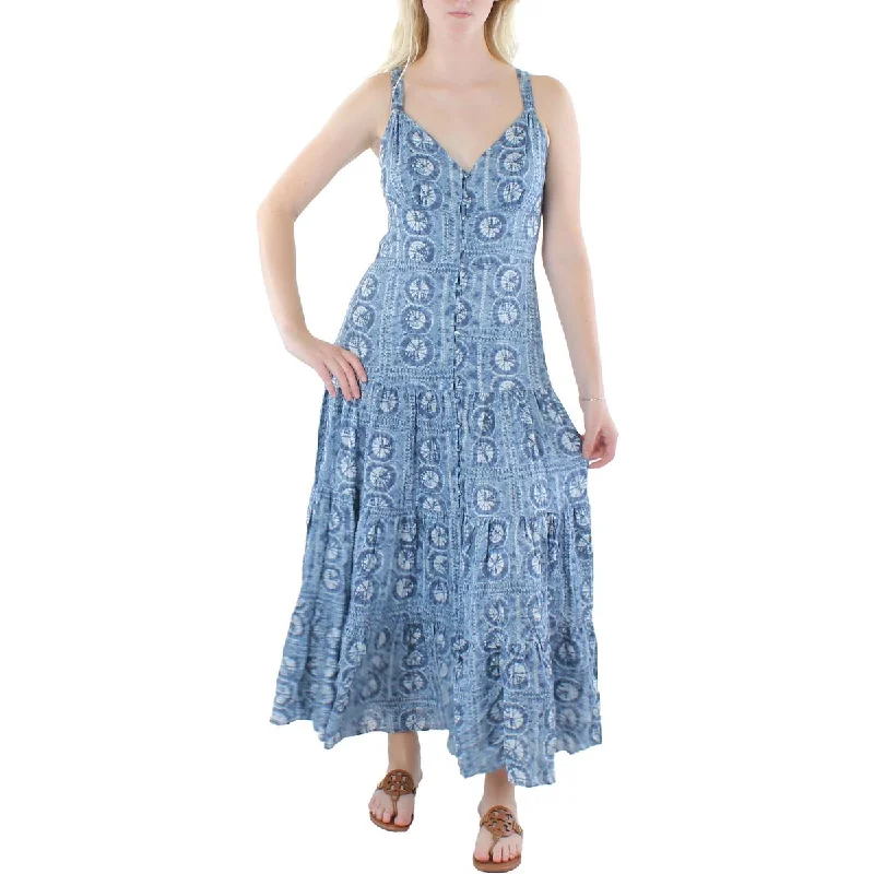 Womens Linen Button-down Maxi Dress Button-front Maxi Skirt