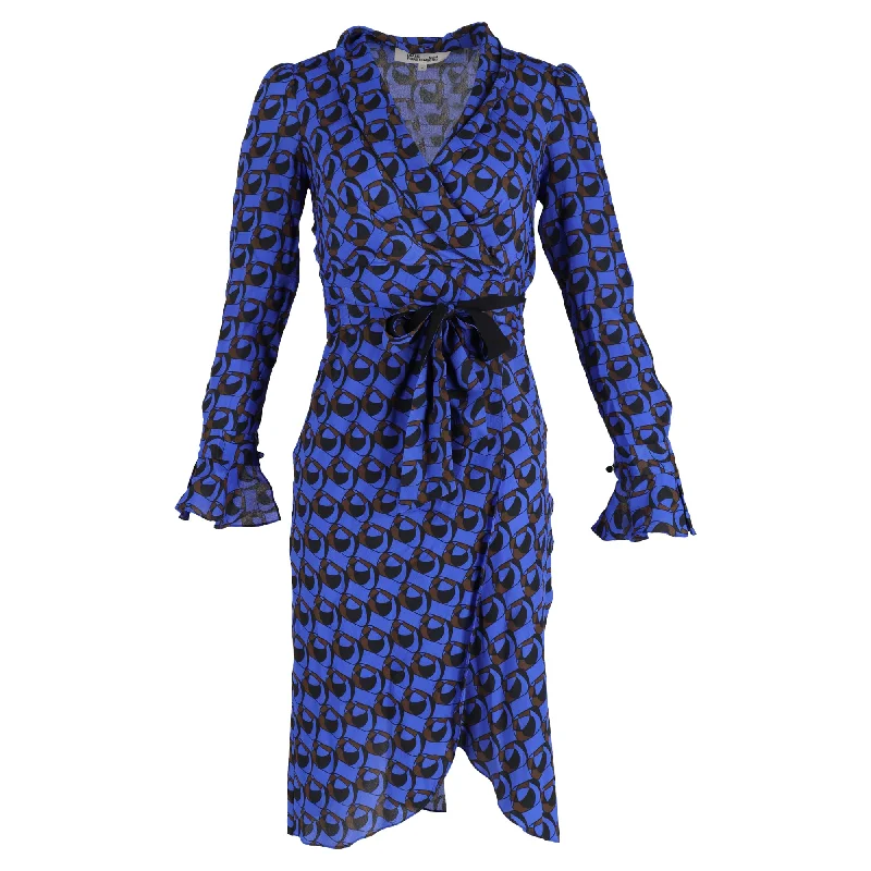 Diane Von Furstenberg Anuj Wrap-effect Printed Midi Dress In Cobalt Blue Crepe De Chine Cozy Midi Dress