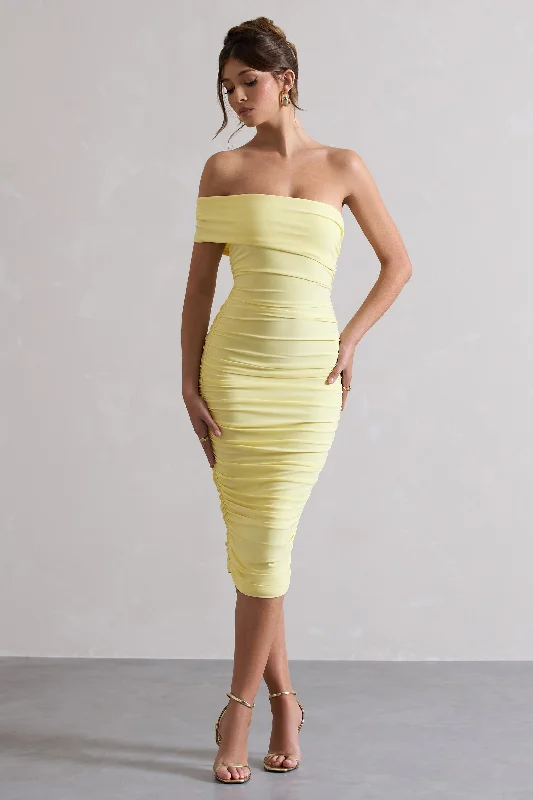 Remember Me | Lemon One Shoulder Midi Dress Midi Skirt Party